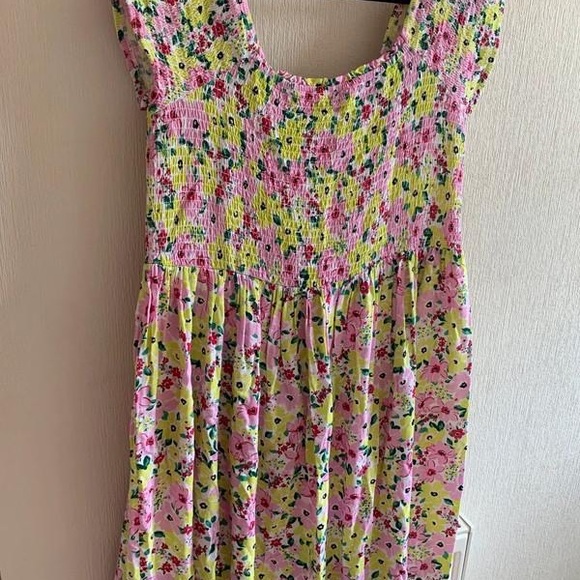 Floral Kids Dress in Pink and Green - Picture 4 of 5